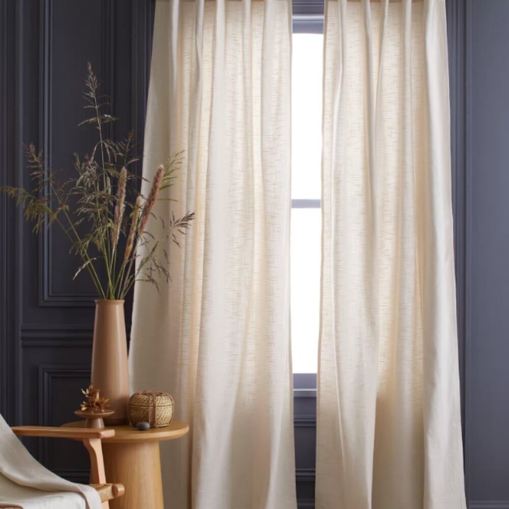 NWT Quince Cotton Slub Natural Curtains Set Of 2 Panels 48"x 96" Retail $110 Q22